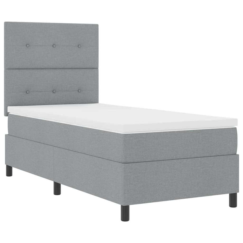 Box spring seng med LED-lysstrimler Lysegrå 100 x 200 cm Stof