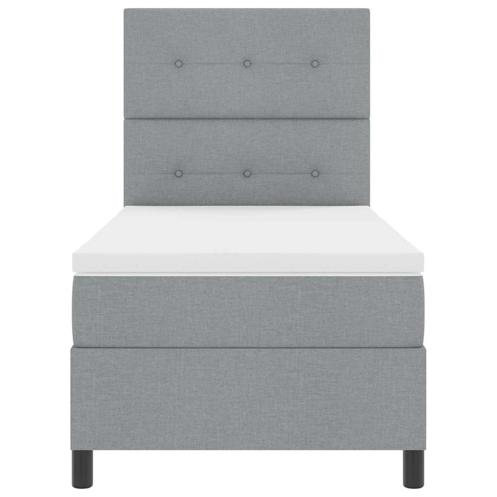 Box spring seng med LED-lysstrimler Lysegrå 100 x 200 cm Stof