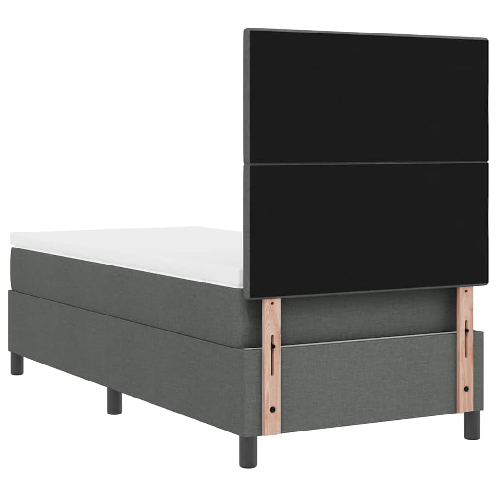 Box spring seng med LED-lysstrimler Mørkegrå 100 x 200 cm Stof