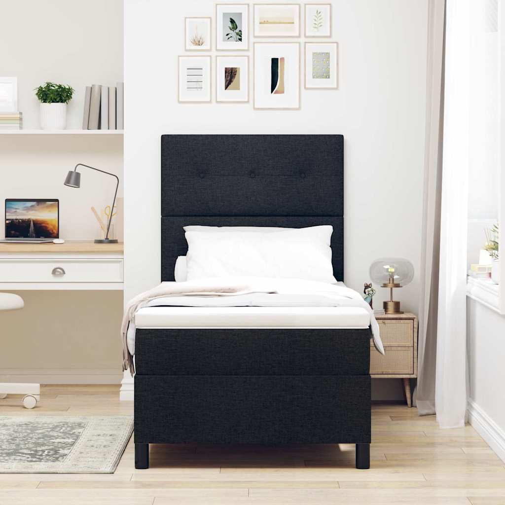 Box spring seng med LED-lysstrimler Sort 100 x 200 cm Stof