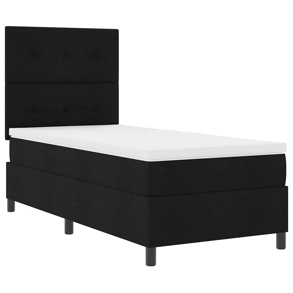 Box spring seng med LED-lysstrimler Sort 100 x 200 cm Stof