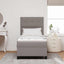 Box spring seng med LED-lysstrimler Gråbrun 100 x 200 cm Stof
