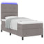 Box spring seng med LED-lysstrimler Gråbrun 100 x 200 cm Stof
