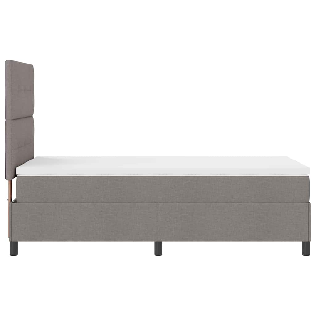 Box spring seng med LED-lysstrimler Gråbrun 100 x 200 cm Stof