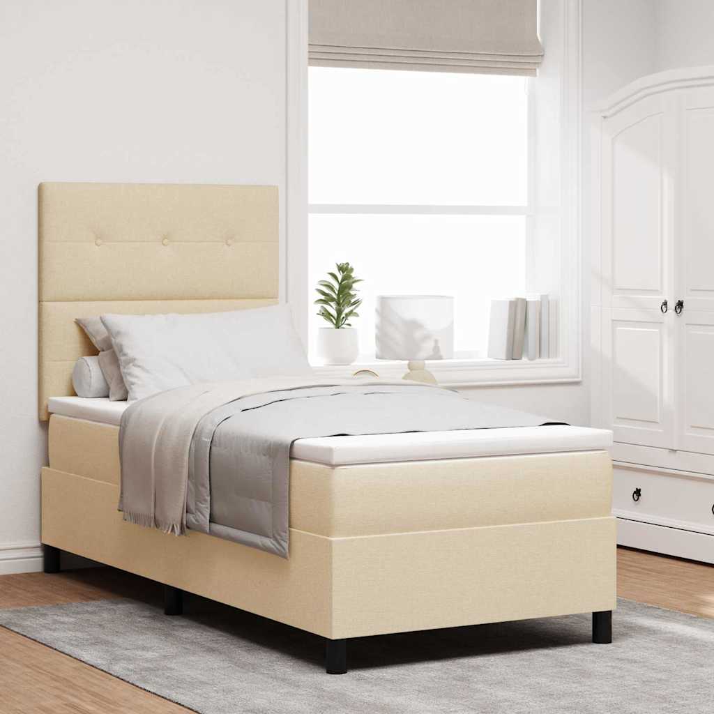 Box spring seng med LED-lysstrimler Creme 100 x 200 cm Stof