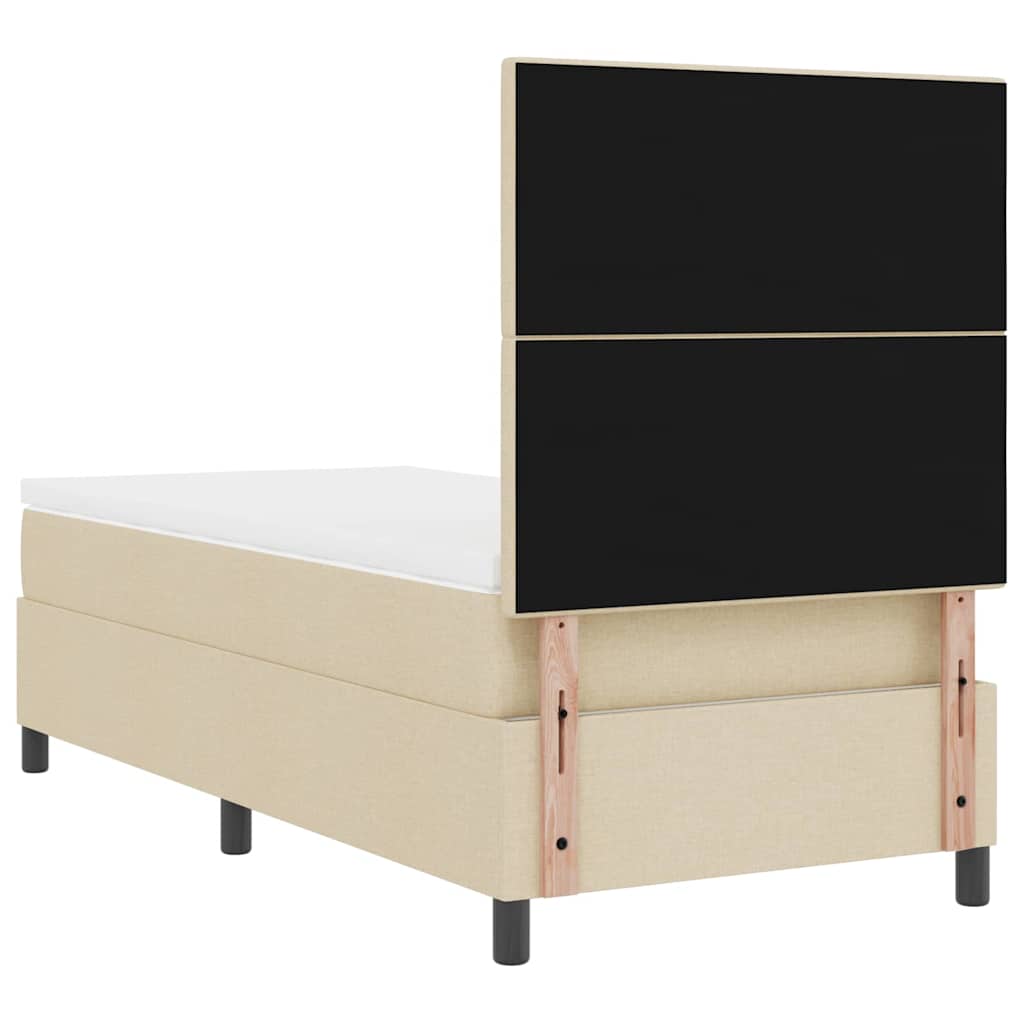 Box spring seng med LED-lysstrimler Creme 100 x 200 cm Stof