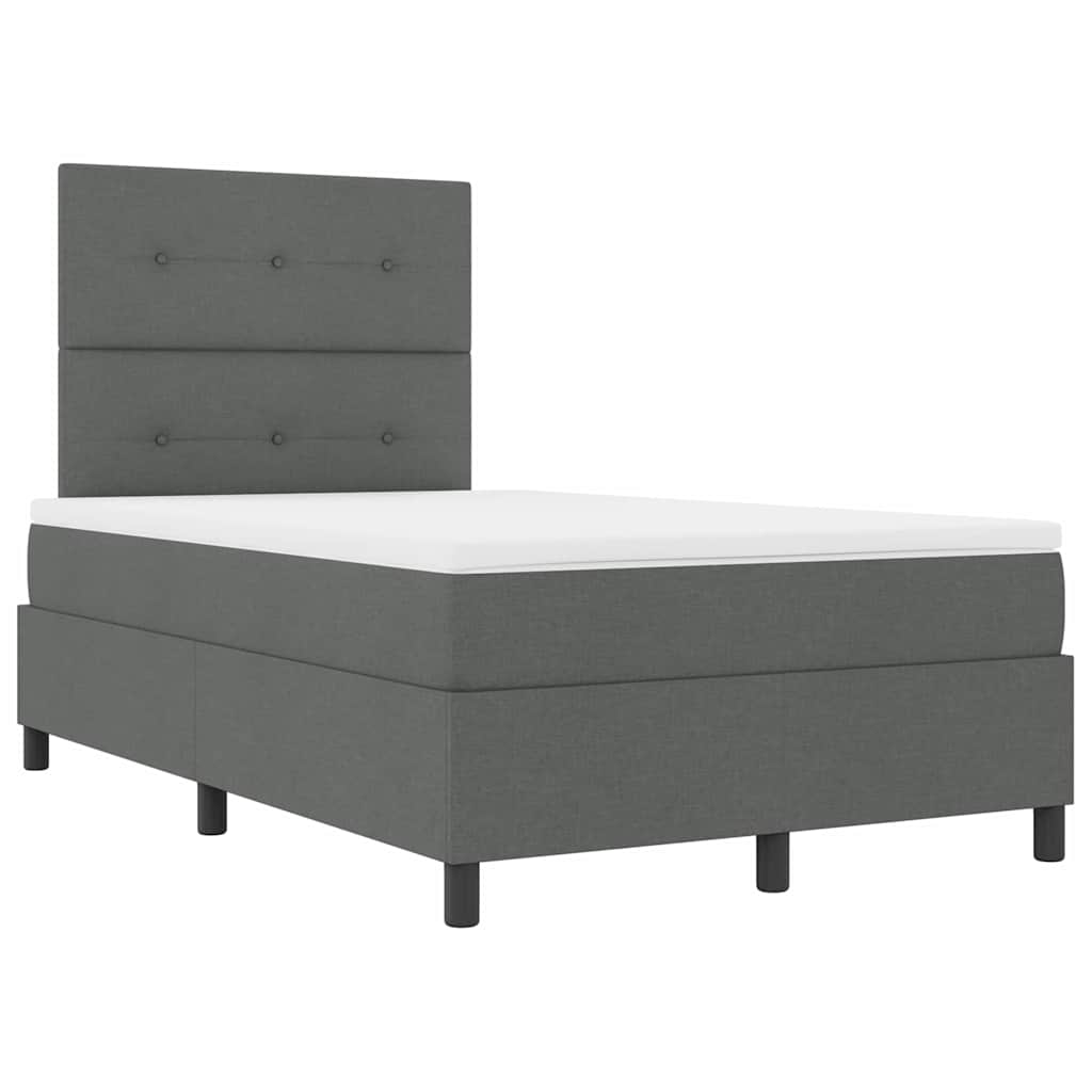 Box spring seng med LED-lysstrimler Mørkegrå 120 x 190 cm Stof