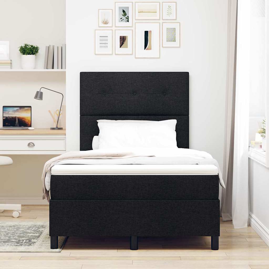 Box spring seng med LED-lysstrimler Sort 120 x 190 cm Stof