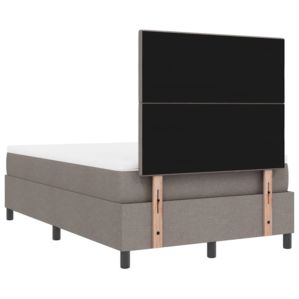 Box spring seng med LED-lysstrimler Gråbrun 120 x 190 cm Stof