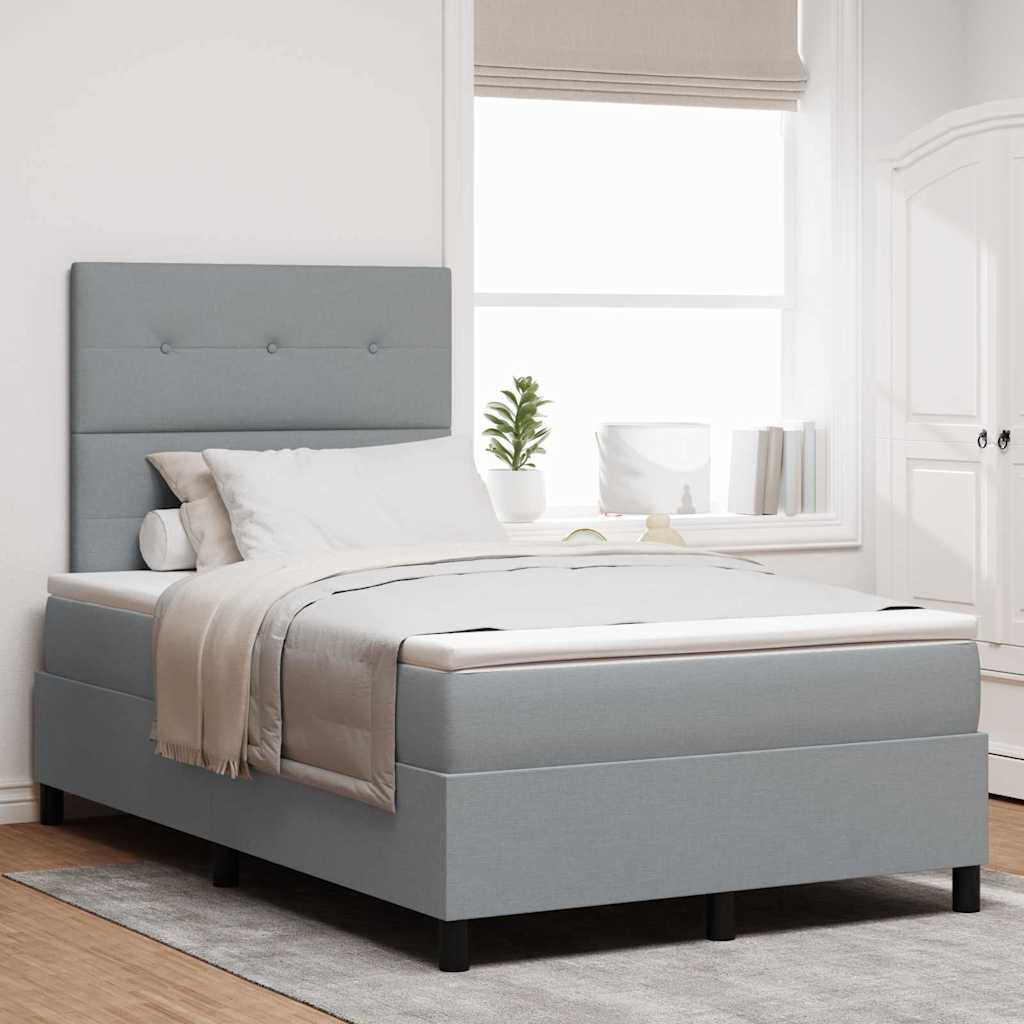 Box spring seng med LED-lysstrimler Lysegrå 120 x 200 cm Stof