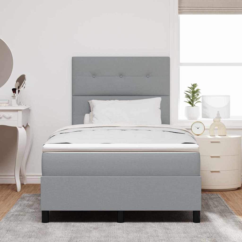 Box spring seng med LED-lysstrimler Lysegrå 120 x 200 cm Stof