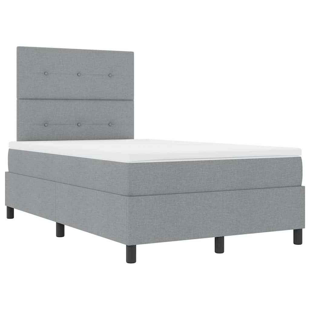 Box spring seng med LED-lysstrimler Lysegrå 120 x 200 cm Stof