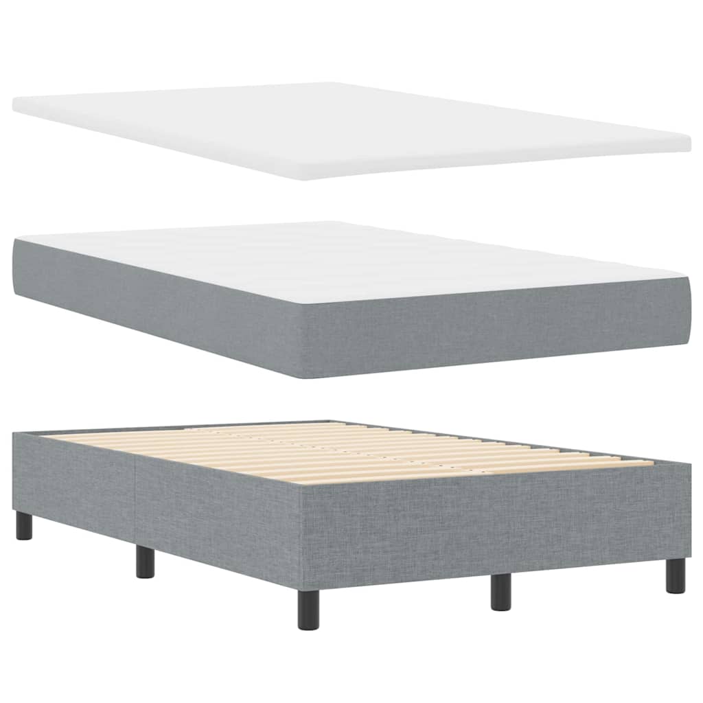 Box spring seng med LED-lysstrimler Lysegrå 120 x 200 cm Stof