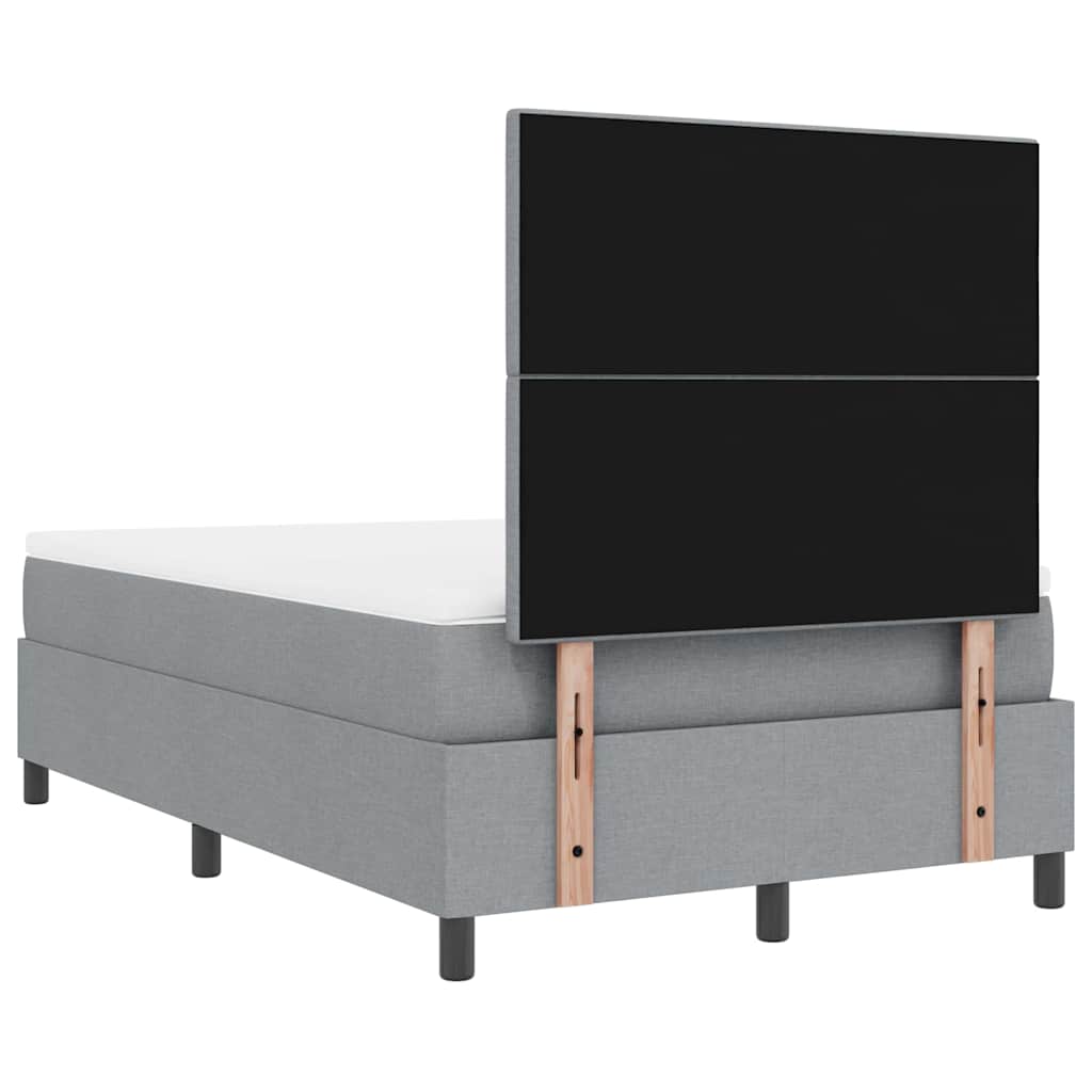 Box spring seng med LED-lysstrimler Lysegrå 120 x 200 cm Stof