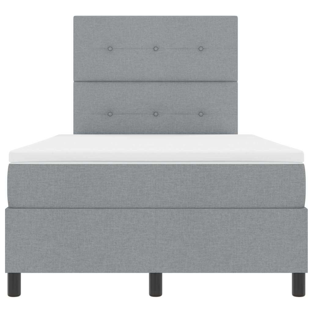Box spring seng med LED-lysstrimler Lysegrå 120 x 200 cm Stof
