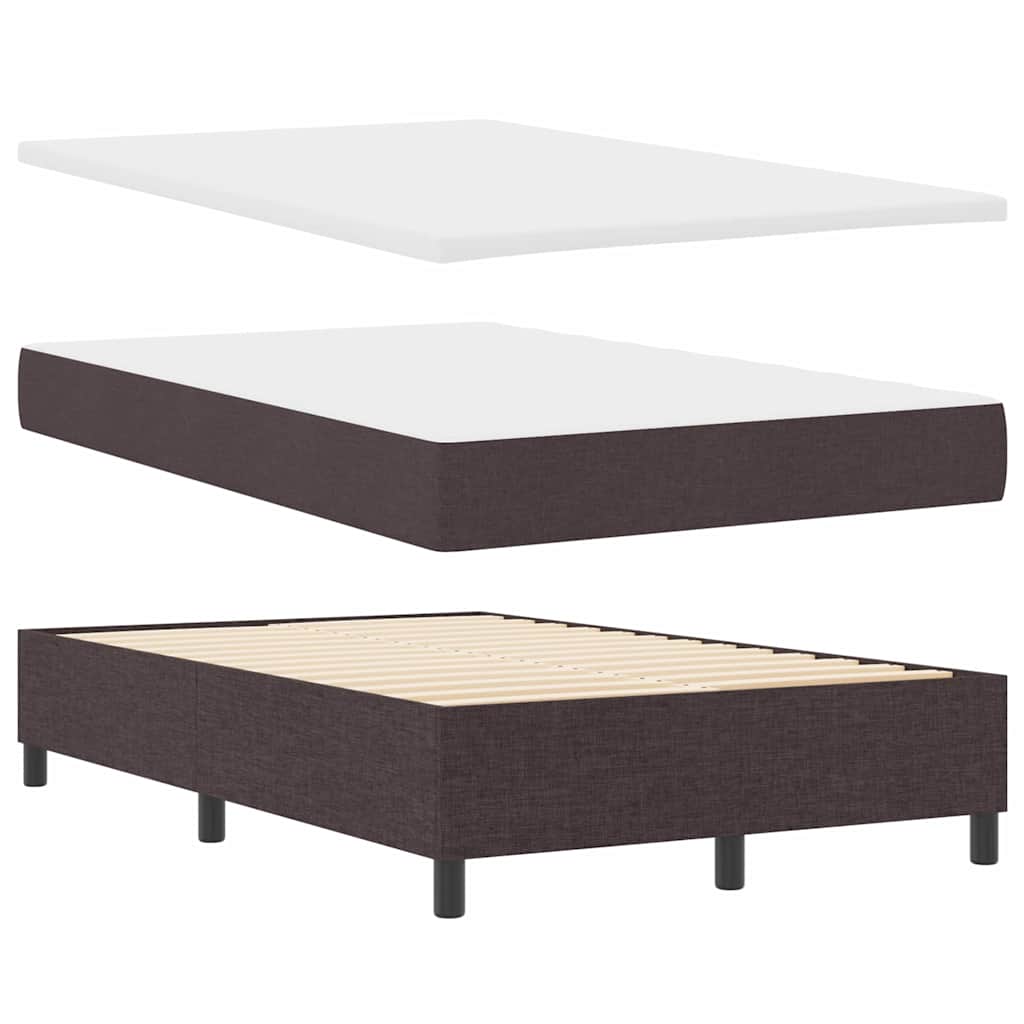 Box spring seng med LED-lysstrimler Mørkebrun 120 x 200 cm Stof
