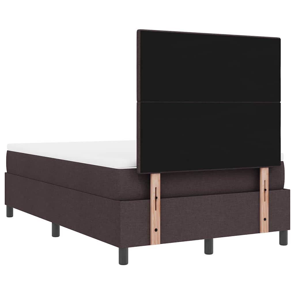 Box spring seng med LED-lysstrimler Mørkebrun 120 x 200 cm Stof