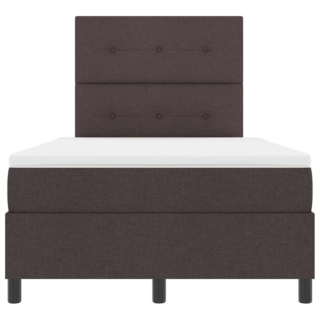 Box spring seng med LED-lysstrimler Mørkebrun 120 x 200 cm Stof