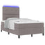 Box spring seng med LED-lysstrimler Gråbrun 120 x 200 cm Stof