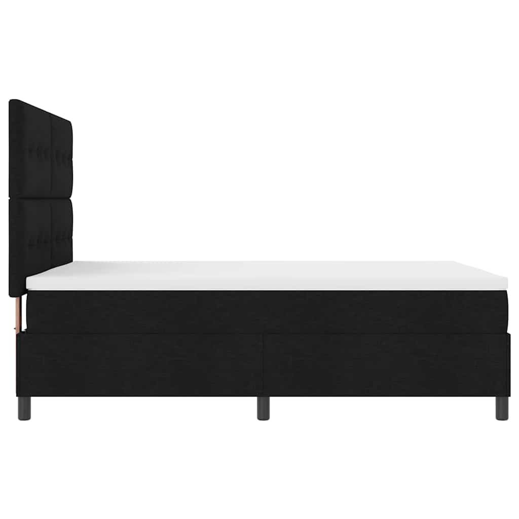 Box spring seng med LED-lysstrimler Sort 140 x 190 cm Stof