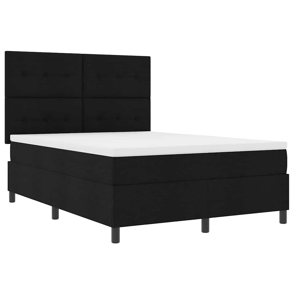 Box spring seng med LED-lysstrimler Sort 140 x 200 cm Stof