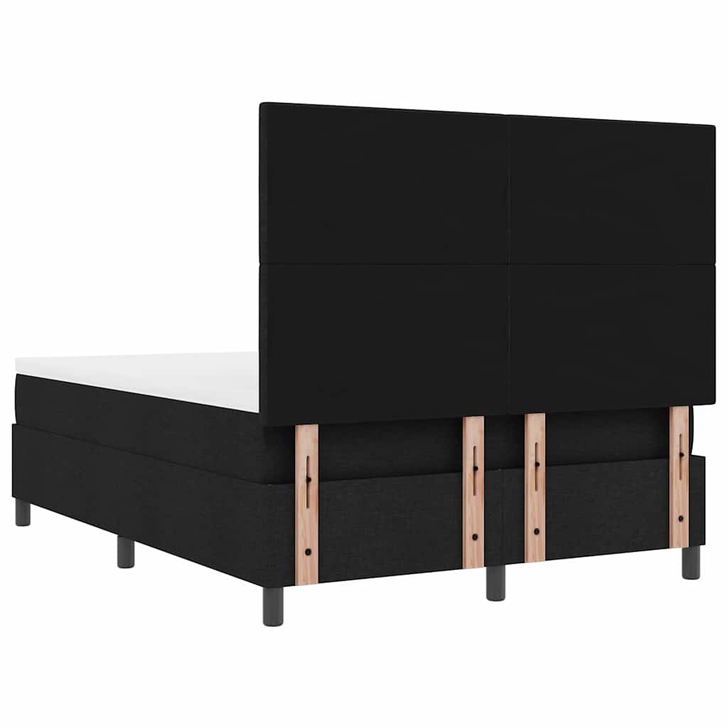 Box spring seng med LED-lysstrimler Sort 140 x 200 cm Stof