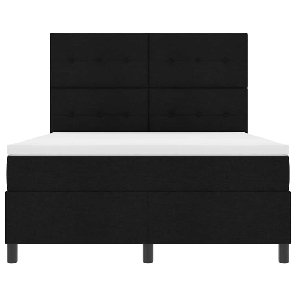 Box spring seng med LED-lysstrimler Sort 140 x 200 cm Stof