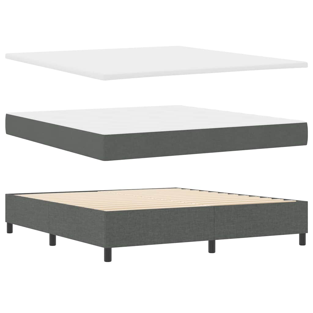 Box spring seng med LED-lysstrimler Mørkegrå 180 x 200 cm Stof