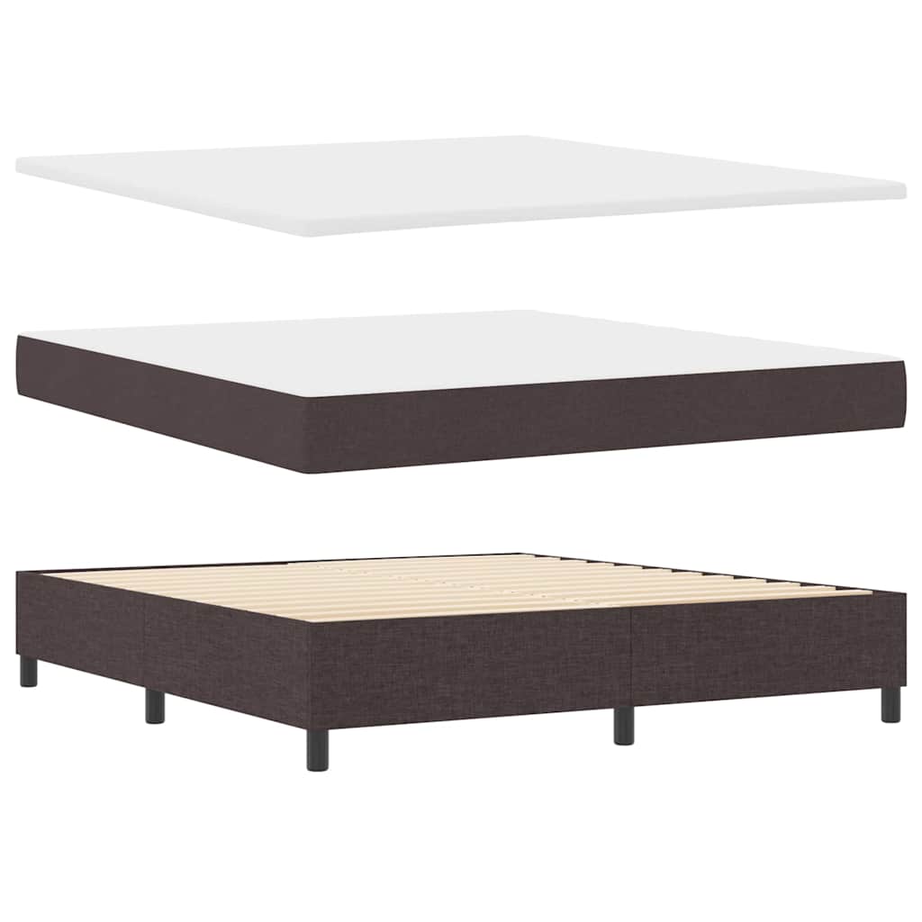 Box spring seng med LED-lysstrimler Mørkebrun 180 x 200 cm Stof