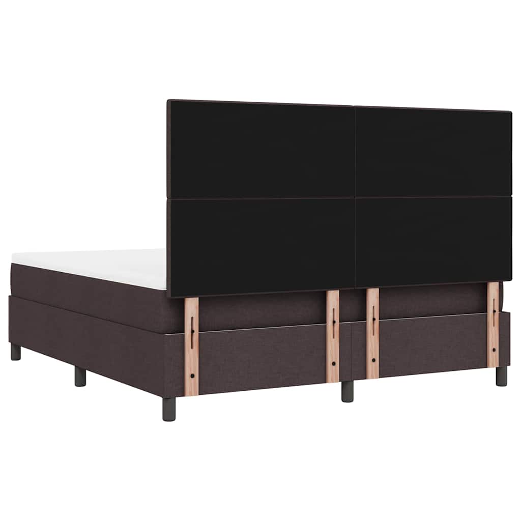 Box spring seng med LED-lysstrimler Mørkebrun 180 x 200 cm Stof