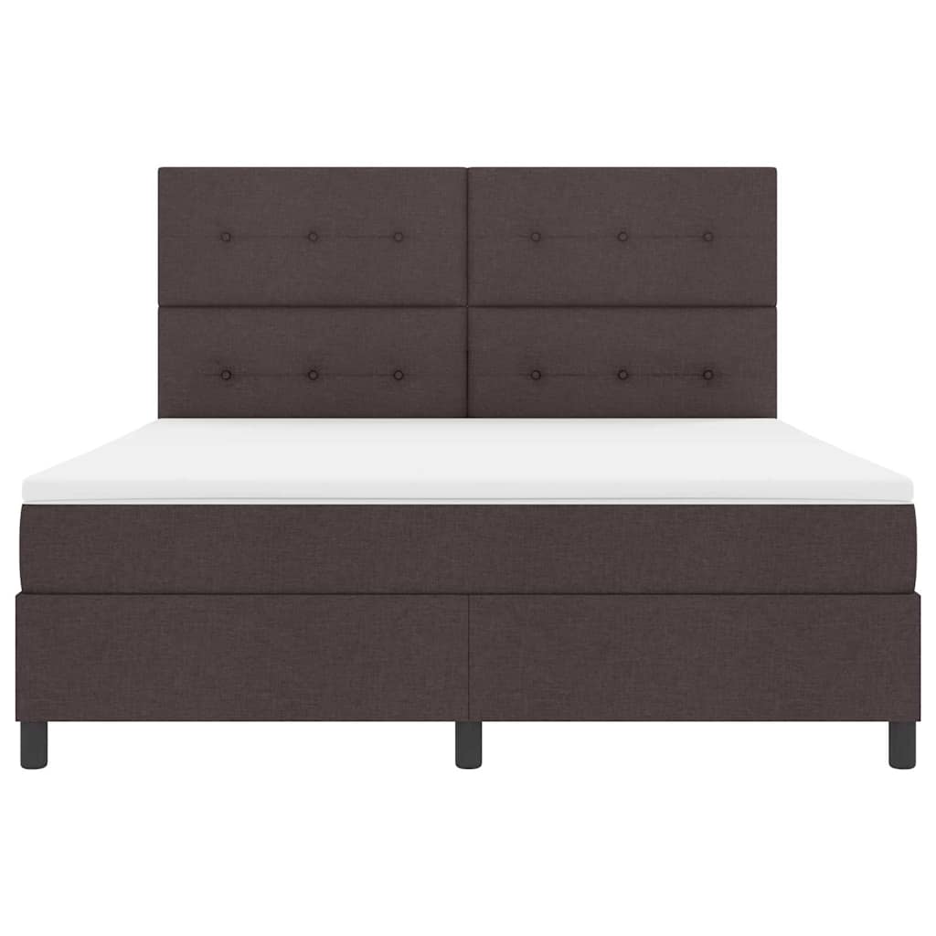 Box spring seng med LED-lysstrimler Mørkebrun 180 x 200 cm Stof