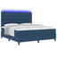 Box spring seng med LED-lysstrimler Blå 180 x 200 cm Stof