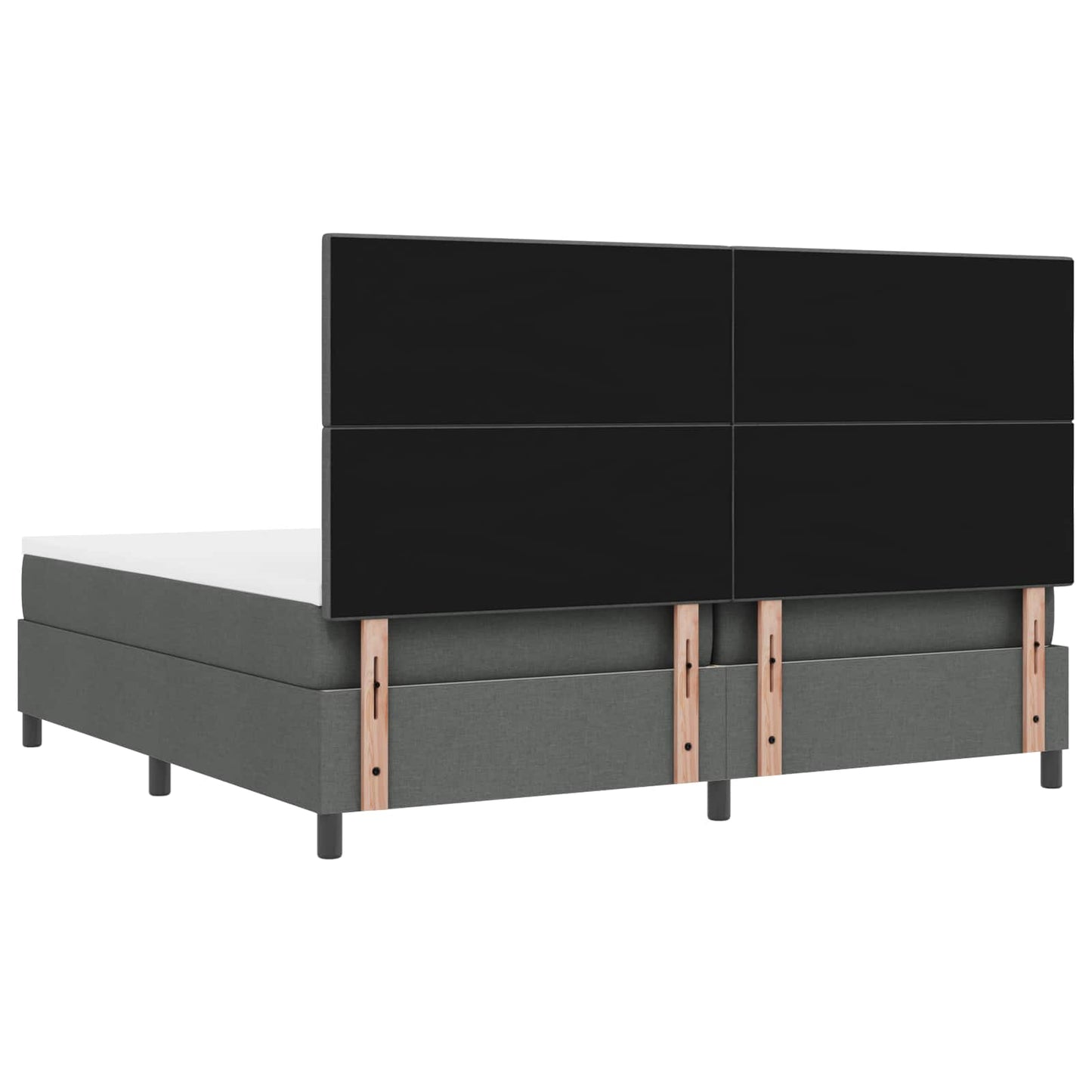 Box spring seng med LED-lysstrimler Mørkegrå 200 x 200 cm Stof