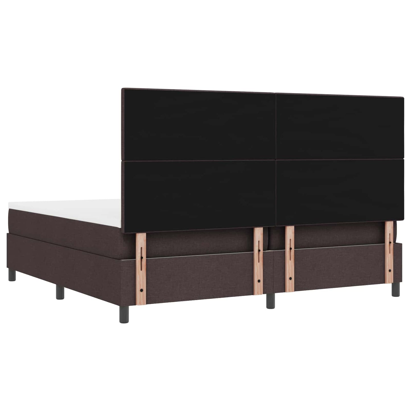 Box spring seng med LED-lysstrimler Mørkebrun 200 x 200 cm Stof