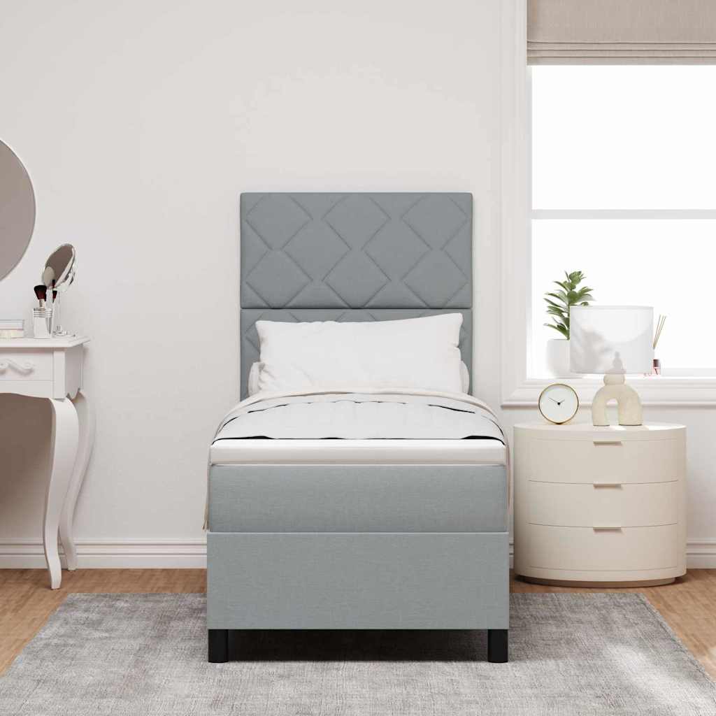 Box spring seng med LED-lysstrimler Lysegrå 80 x 200 cm Stof