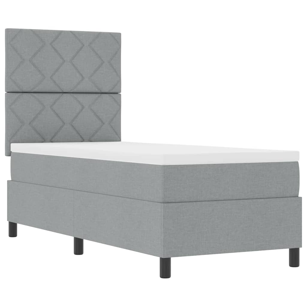 Box spring seng med LED-lysstrimler Lysegrå 80 x 200 cm Stof