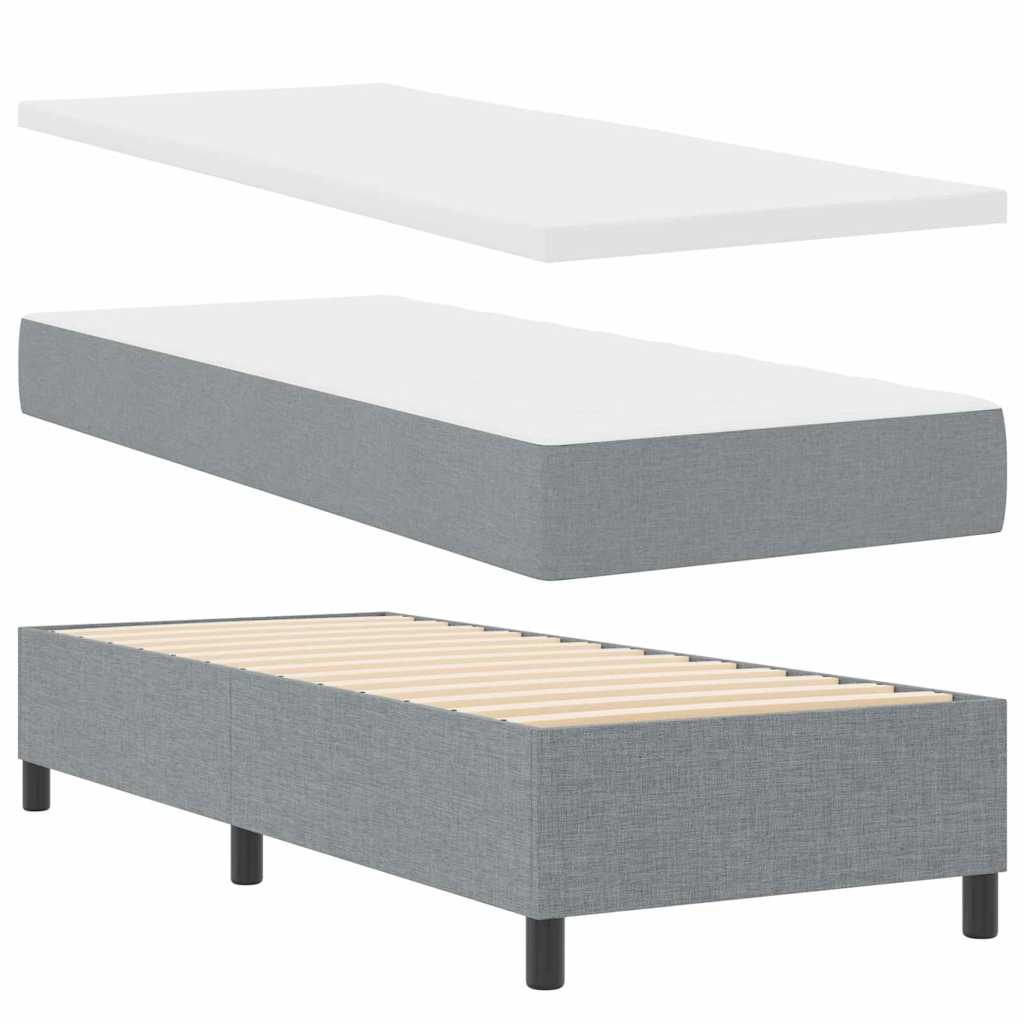 Box spring seng med LED-lysstrimler Lysegrå 80 x 200 cm Stof