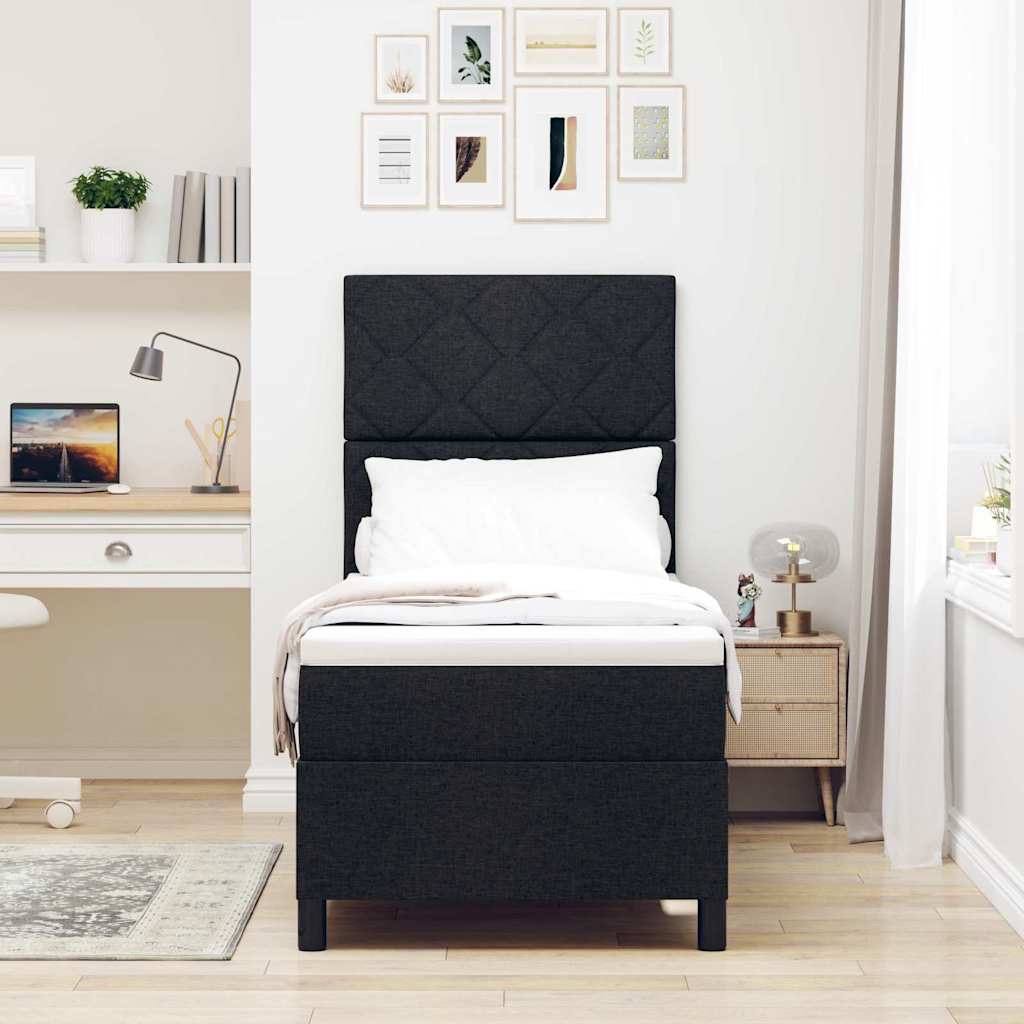Box spring seng med LED-lysstrimler Sort 80 x 200 cm Stof