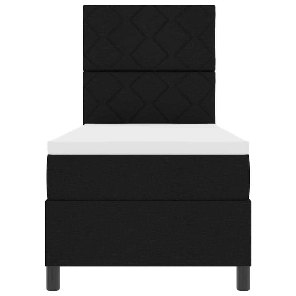 Box spring seng med LED-lysstrimler Sort 80 x 200 cm Stof