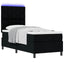 Box spring seng med LED-lysstrimler Sort 80 x 200 cm Stof