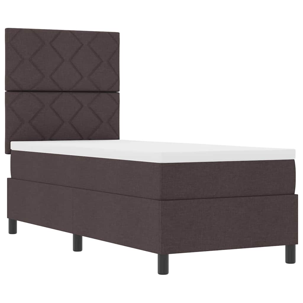 Box spring seng med LED-lysstrimler Mørkebrun 80 x 200 cm Stof