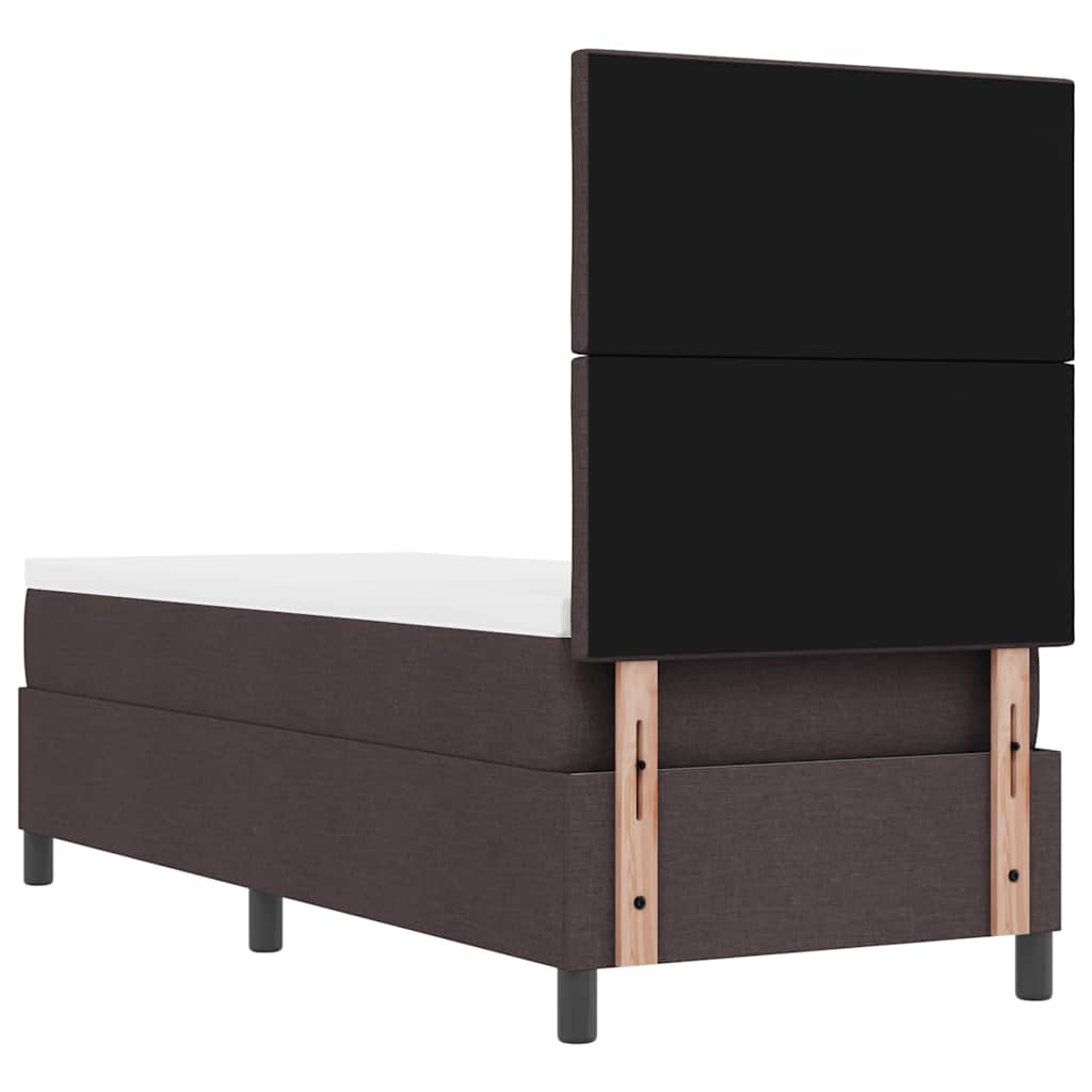 Box spring seng med LED-lysstrimler Mørkebrun 80 x 200 cm Stof