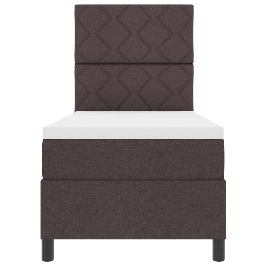 Box spring seng med LED-lysstrimler Mørkebrun 80 x 200 cm Stof