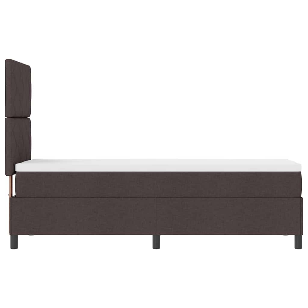 Box spring seng med LED-lysstrimler Mørkebrun 80 x 200 cm Stof