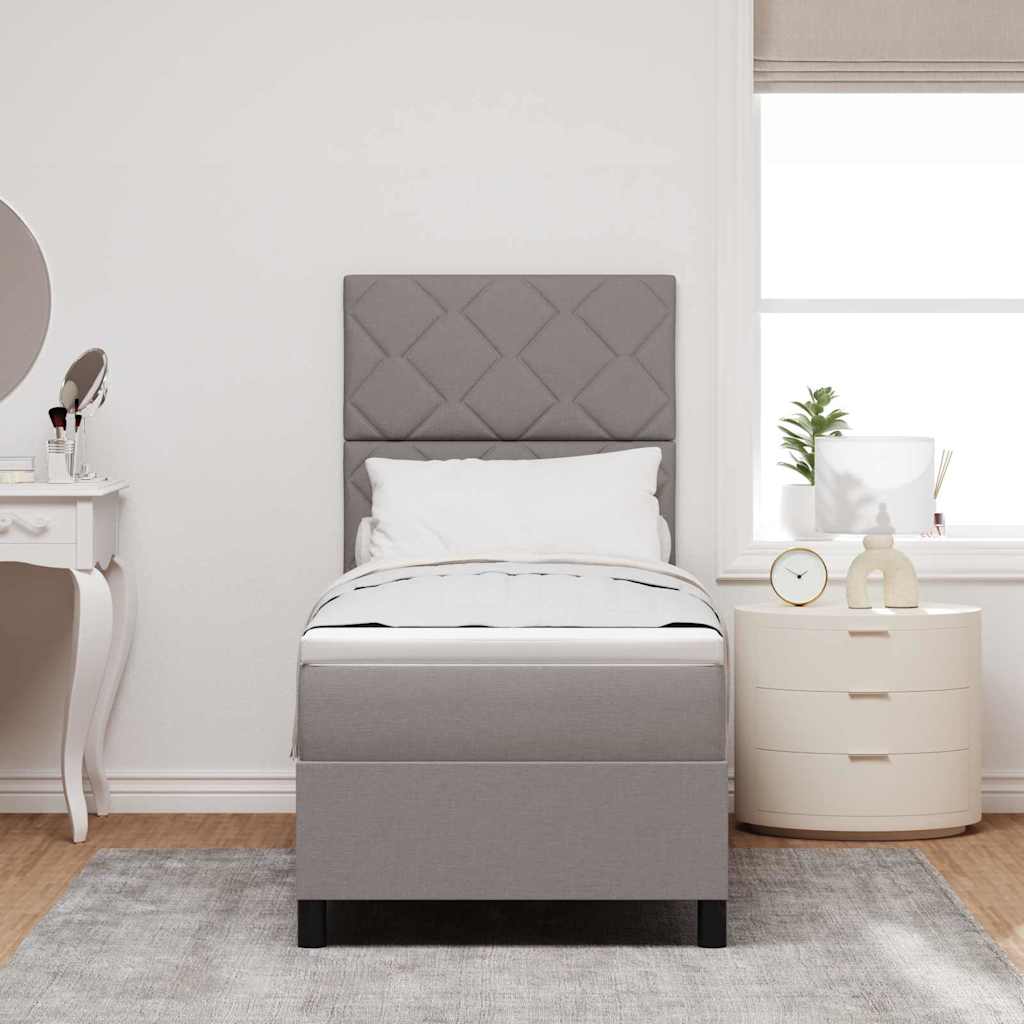 Box spring seng med LED-lysstrimler Gråbrun 80 x 200 cm Stof
