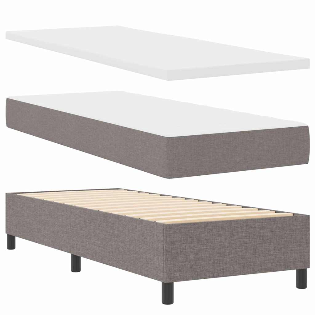 Box spring seng med LED-lysstrimler Gråbrun 80 x 200 cm Stof