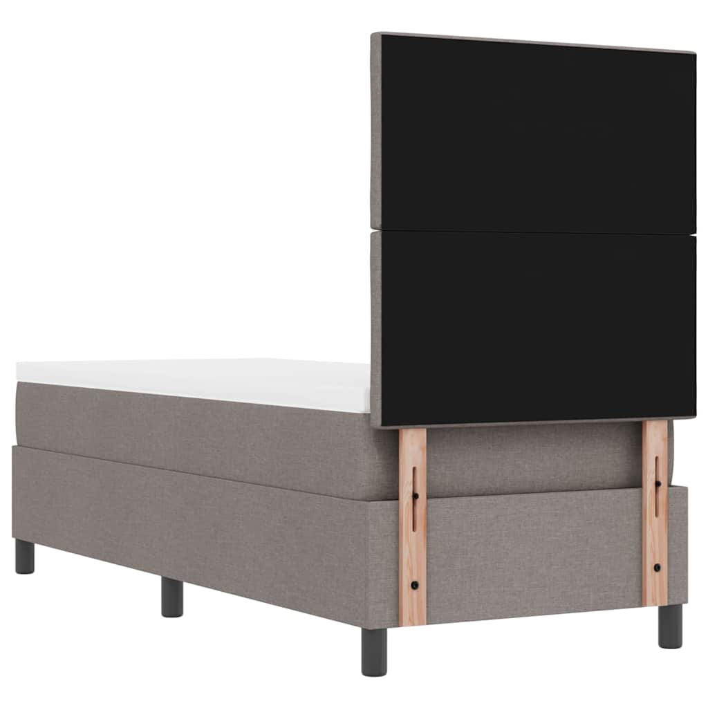 Box spring seng med LED-lysstrimler Gråbrun 80 x 200 cm Stof