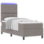 Box spring seng med LED-lysstrimler Gråbrun 80 x 200 cm Stof