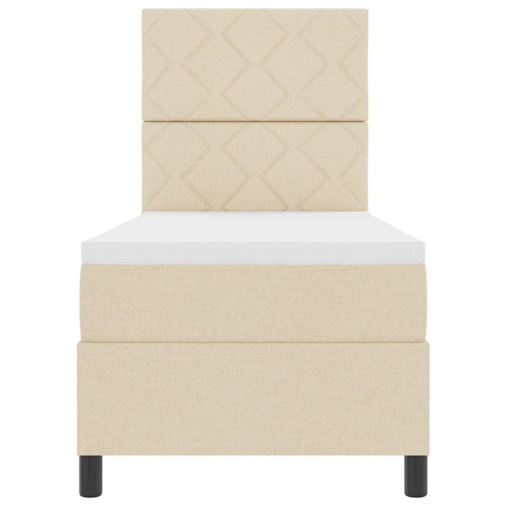 Box spring seng med madras med LED Creme 80 x 200 cm Stof