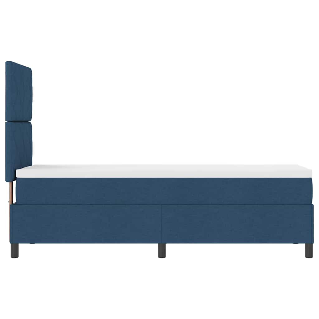 Box spring seng med LED-lysstrimler Blå 80 x 200 cm Stof